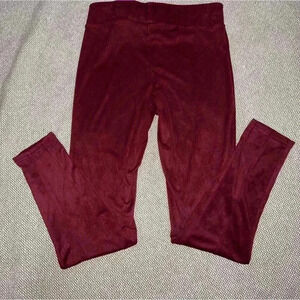 SEVEN7 MAROON HIGH WAISTED PPULL ON FAUX SUEDE PANTS SIZE MEDIUM